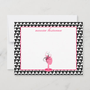 Tarjeta Pequeña Fascinator y soporte Houndstooth Notecards plano