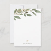 Faux Gold and Olive Leaves | Monograma Boda