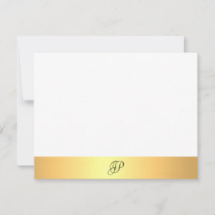 Tarjeta Pequeña Faux Gold Modern Hand Script Monograma Nombre