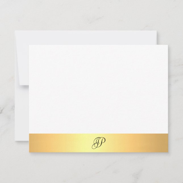 Tarjeta Pequeña Faux Gold Modern Hand Script Monograma Nombre (Anverso)