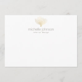 Tarjeta Pequeña Faux Gold Sea Fan Coral Flat Notecard