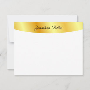 Tarjeta Pequeña Faux Gold White Personalizado Elegante Escrito A M