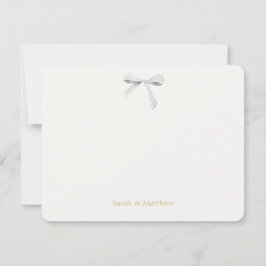 Tarjeta Pequeña Faux Gold y Off White Ribbon Knot Boda