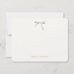 Tarjeta Pequeña Faux Gold y Off White Ribbon Knot Boda