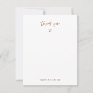 Tarjeta Pequeña Faux Rosa Gold Script casual y el corazón gracia