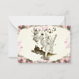 Tarjeta Pequeña Fe bailando flores de época