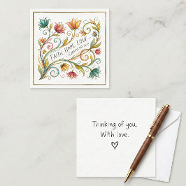 Tarjeta Pequeña Fe Esperanza Amor floral