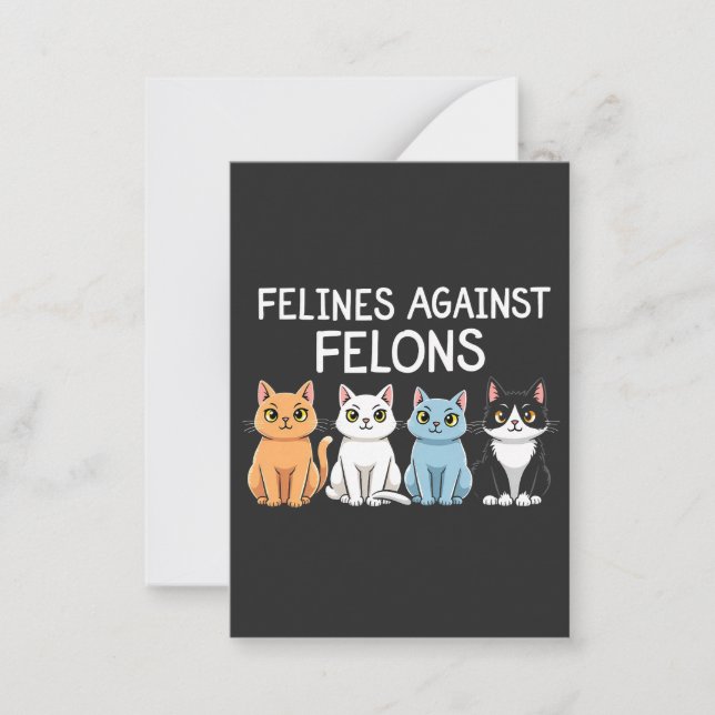 Tarjeta Pequeña Felices contra los felinos Trump Harris (Anverso)