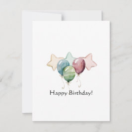 Tarjeta Pequeña Felices Estrellas de Cumpleaños y Globos