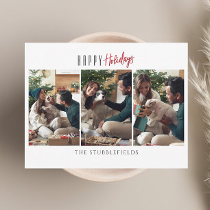 Tarjeta Pequeña Felices Fiestas 3 Fotos Familiares Saludos de Navi