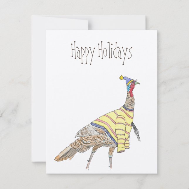 Tarjeta Pequeña Felices Fiestas Cold Turkey (Anverso)