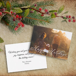 Tarjeta Pequeña felices fiestas guión elegante foto de familia 