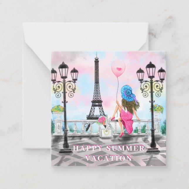 Tarjeta Pequeña Felices Vacaciones de Verano - Amo París - Hermoso (Anverso)