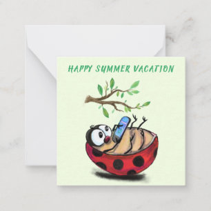 Tarjeta Pequeña Felices vacaciones de verano - Happy Ladybug with 