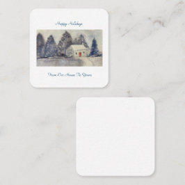 Tarjeta Pequeña Felices vacaciones Navidades Casas de cabaña de ni