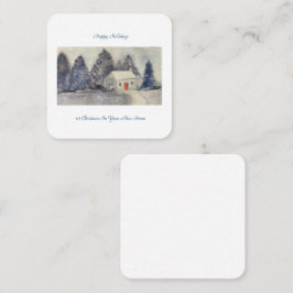 Tarjeta Pequeña Felices vacaciones Navidades Snowy Cottage nuevo h