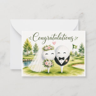 Tarjeta Pequeña Felicidades por la boda de golfista