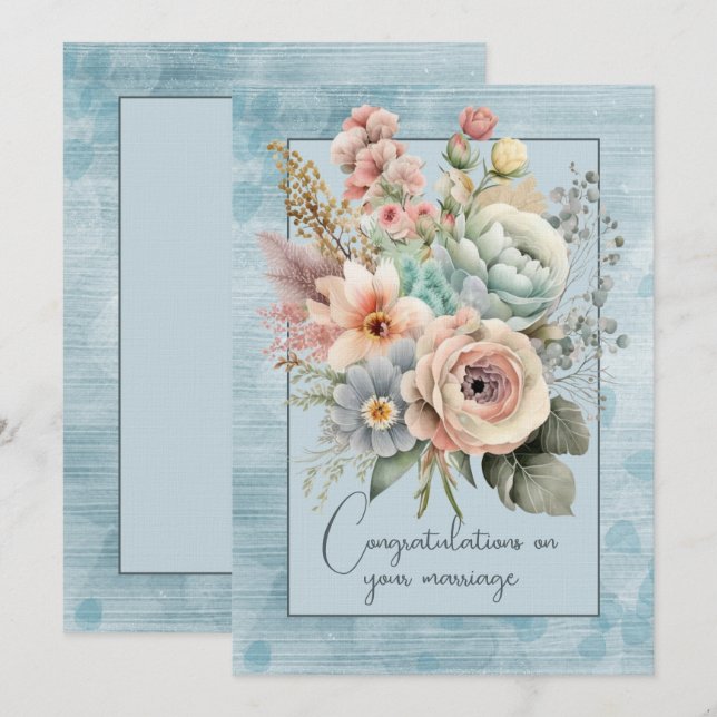Tarjeta Pequeña Felicidades por tu ramo floral de matrimonio (Anverso / Reverso)