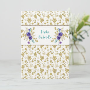 Tarjeta Pequeña Felicitaciones Ducha o Boda Oro Púrpura