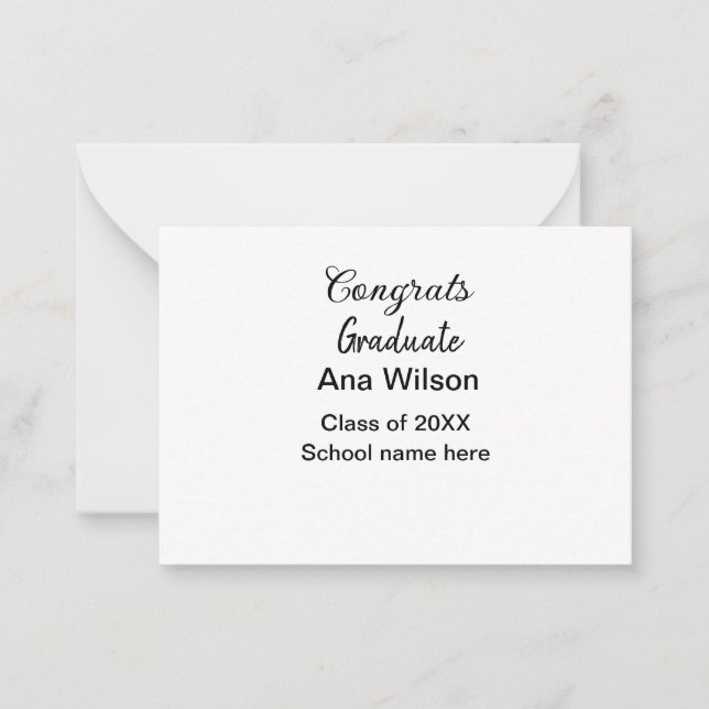 Tarjeta Pequeña felicitaciones grado añadir nombre clase año escol (Anverso)