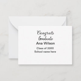 Tarjeta Pequeña felicitaciones grado añadir nombre clase año escol