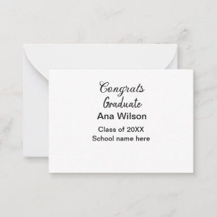 Tarjeta Pequeña felicitaciones grado añadir nombre clase año escol