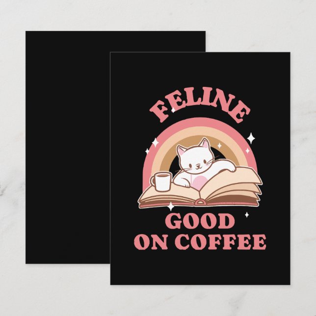 Tarjeta Pequeña Feline Good en Café (Anverso / Reverso)