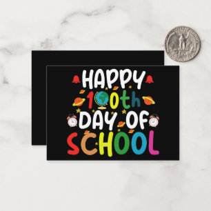 Tarjeta Pequeña Feliz 100.º Día del Maestro Estudiante Escolar