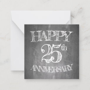Tarjeta Pequeña Feliz 25 aniversario en pizarra