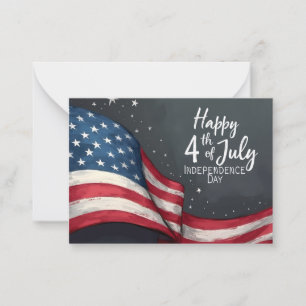 Tarjeta Pequeña Feliz 4 de julio Ilustración de arte de bandera vi