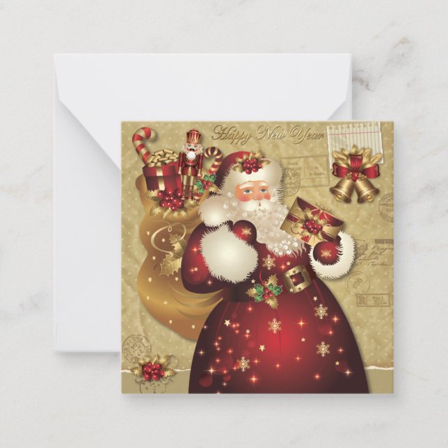 Tarjeta Pequeña Feliz Año Nuevo (Anverso)