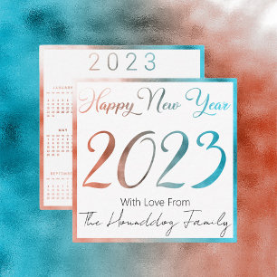 Tarjeta Pequeña Feliz Año Nuevo 2023 con Calender