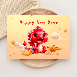 Tarjeta Pequeña Feliz Año Nuevo Chino 2024