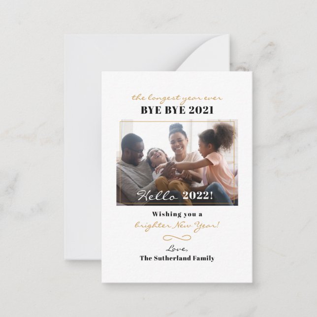 Tarjeta Pequeña Feliz año nuevo, feriado de fotos familiares a man (Anverso)