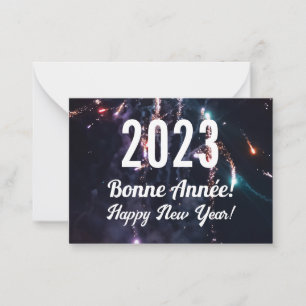 Tarjeta Pequeña Feliz Año Nuevo Francés 