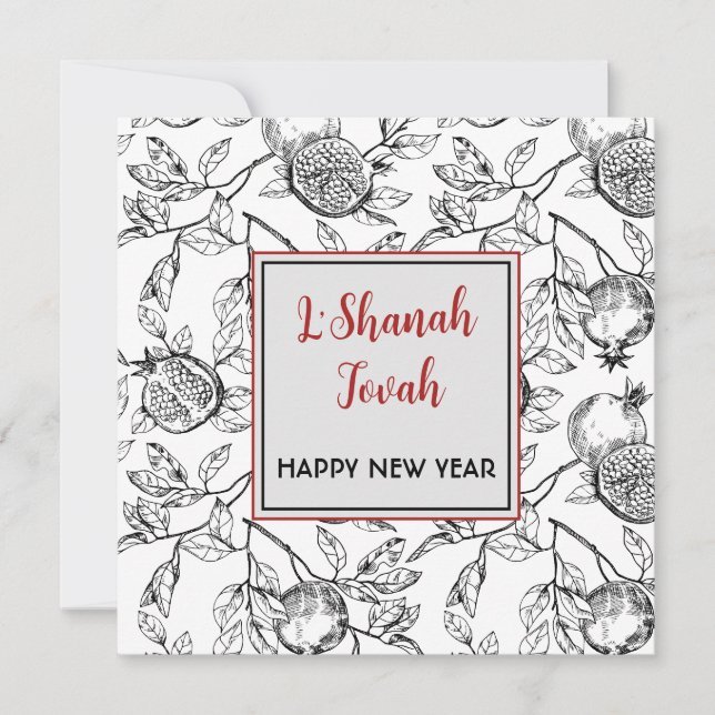 Tarjeta Pequeña Feliz Año Nuevo Judío Rosh Hashanah Pomegranates (Anverso)