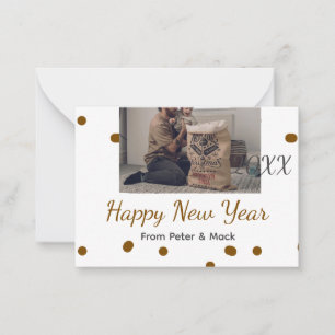 Tarjeta Pequeña Feliz año nuevo Padre soltero agregar foto nombre 