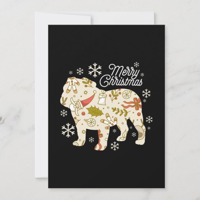 Tarjeta Pequeña Feliz Bulldog navideño (Anverso)