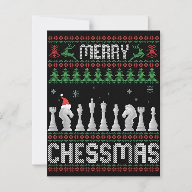 Tarjeta Pequeña Feliz Chessmas divertido regalo de Navidad de Ches (Anverso)