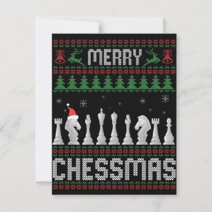 Tarjeta Pequeña Feliz Chessmas Suéter Feo de Navidad de Ajedrez Di
