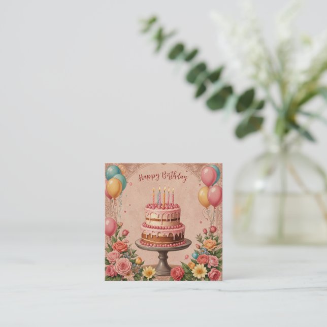 Tarjeta Pequeña Feliz cumpleaños (Anverso de pie)