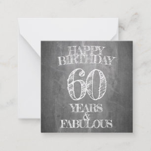 Tarjeta Pequeña Feliz cumpleaños - 60 años y fabuloso en chalkboar