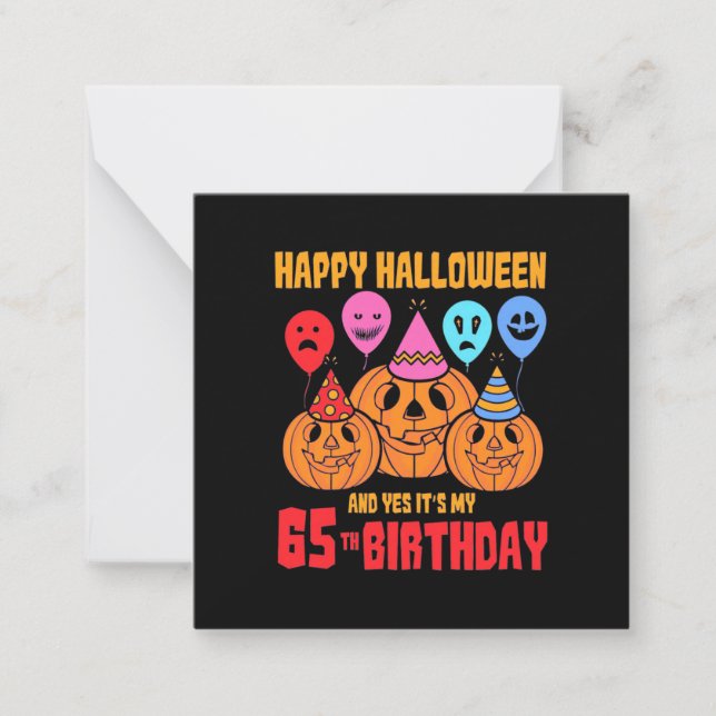 Tarjeta Pequeña Feliz cumpleaños 65 Halloween (Anverso)
