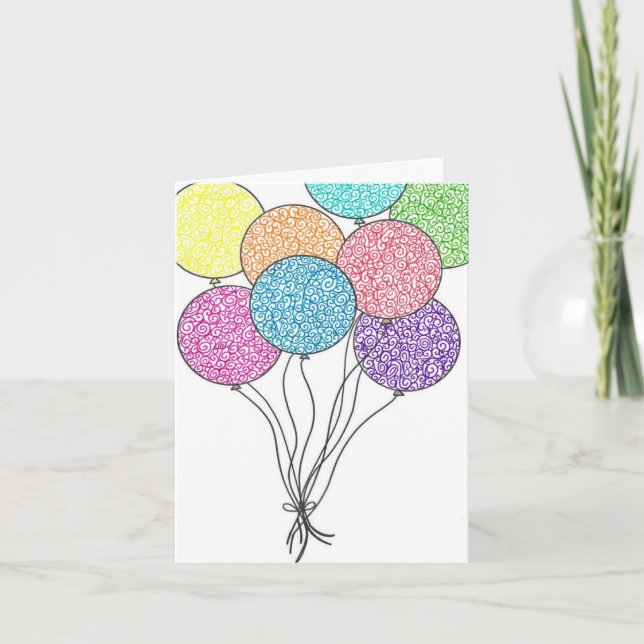 Tarjeta pequeña "Feliz Cumpleaños" a los globos (Anverso)