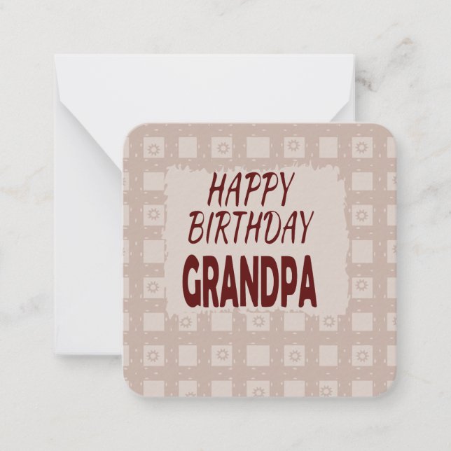 Tarjeta Pequeña Feliz Cumpleaños Abuelo: (Anverso)