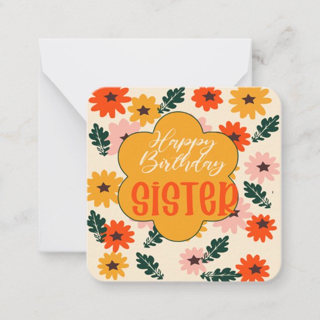 Tarjeta Pequeña Feliz cumpleaños, hermana (Anverso)