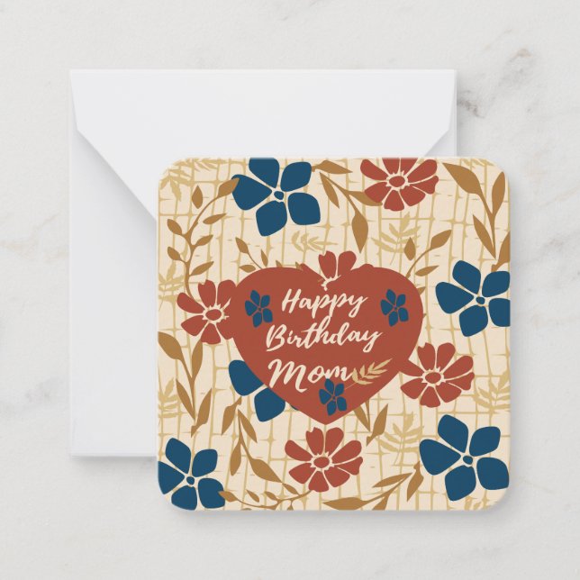 Tarjeta Pequeña Feliz cumpleaños mamá: (Anverso)
