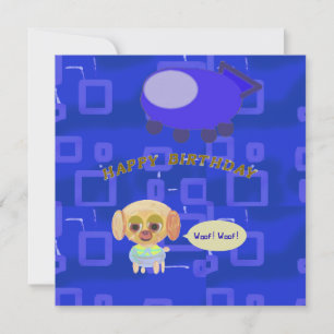 Tarjeta Pequeña Feliz Cumpleaños Perrito Nave Espacial Chef Ducky 