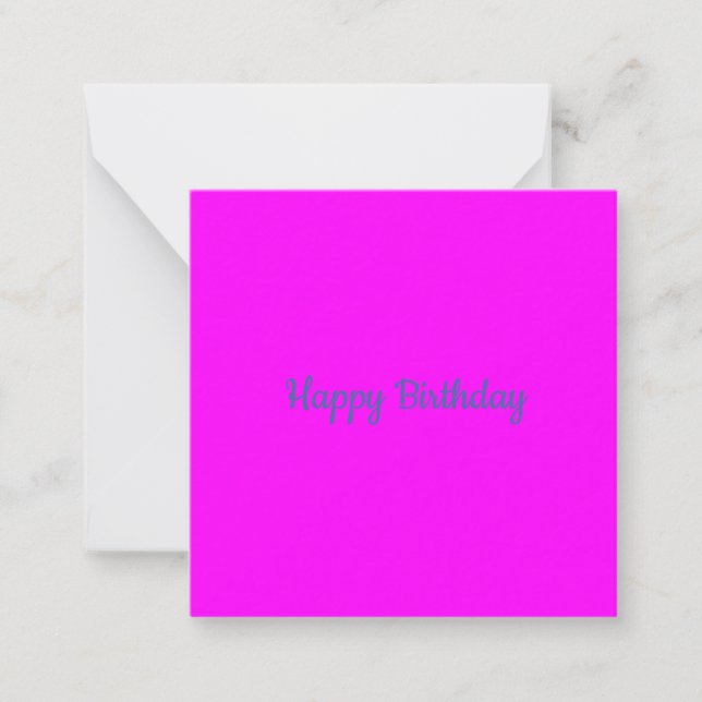 Tarjeta Pequeña Feliz cumpleaños, texto sobre rosa (Anverso)