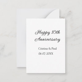 Tarjeta Pequeña Feliz décimo aniversario simple nombre mínimo de b